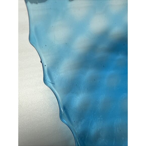 MCM Empoli Blue Diamond Optic Footed Vase Rose Bowl Blown Glass As Is - Picture 9 of 14